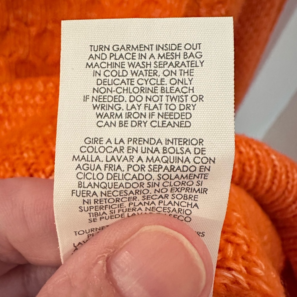 CABI #4038 Harvest cable knit hunter orange cotton woman balloon sleeve sweater - Picture 11 of 15